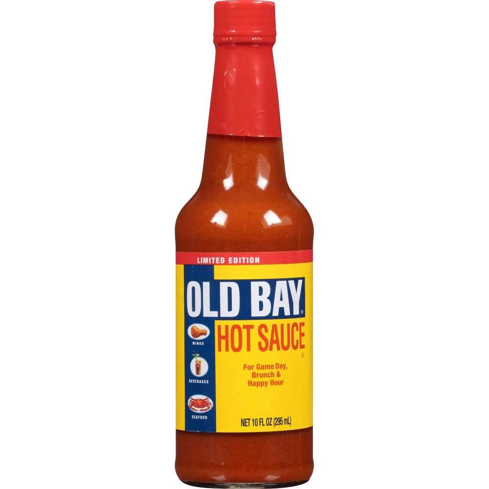 OLD BAY hot sauce close-up of texture and color highlighting savory spice blend