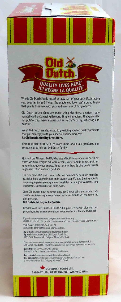 Old Dutch nutrition and kosher OU label close-up, showing dietary information and certification