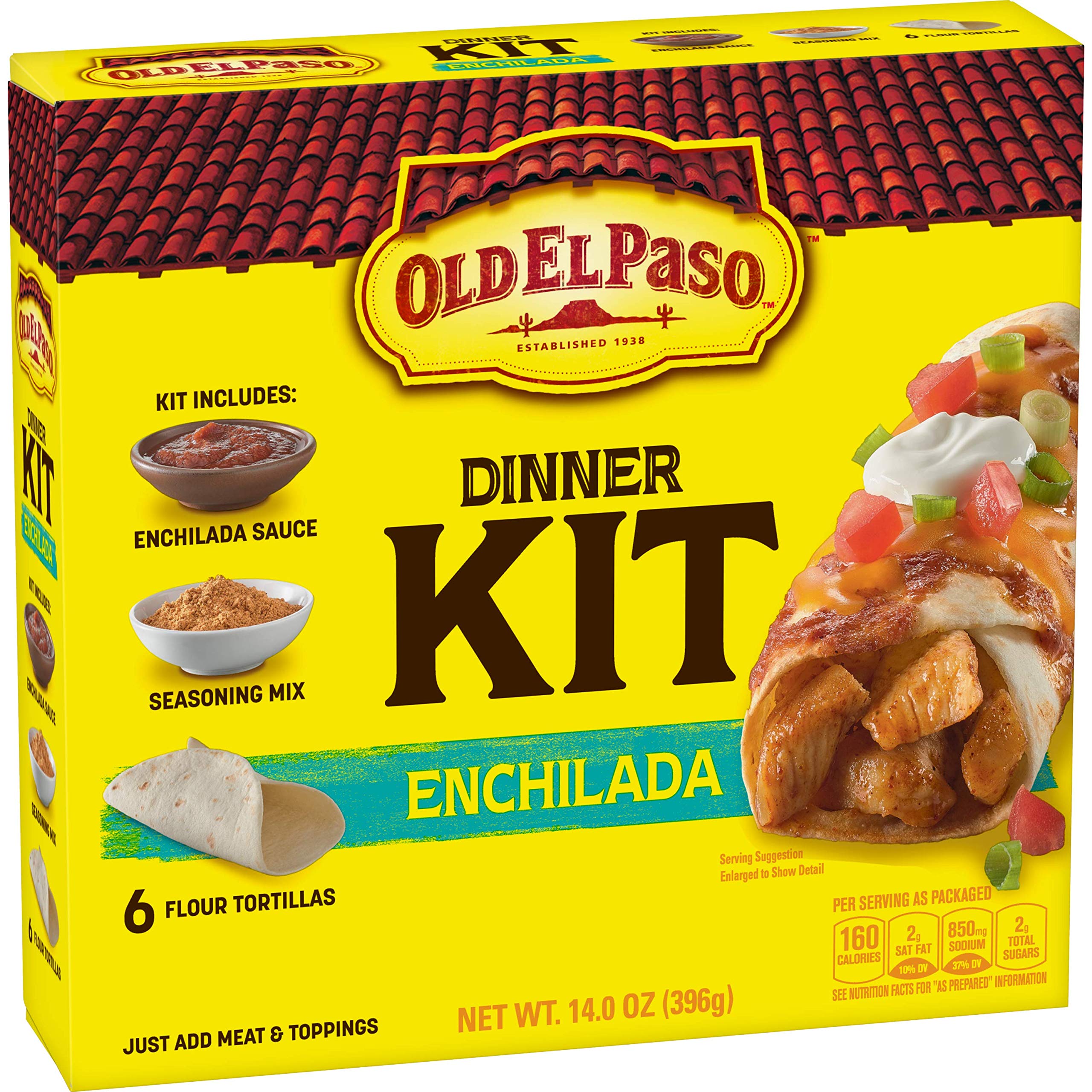 Old El Paso front packaging showing kit contents and convenience