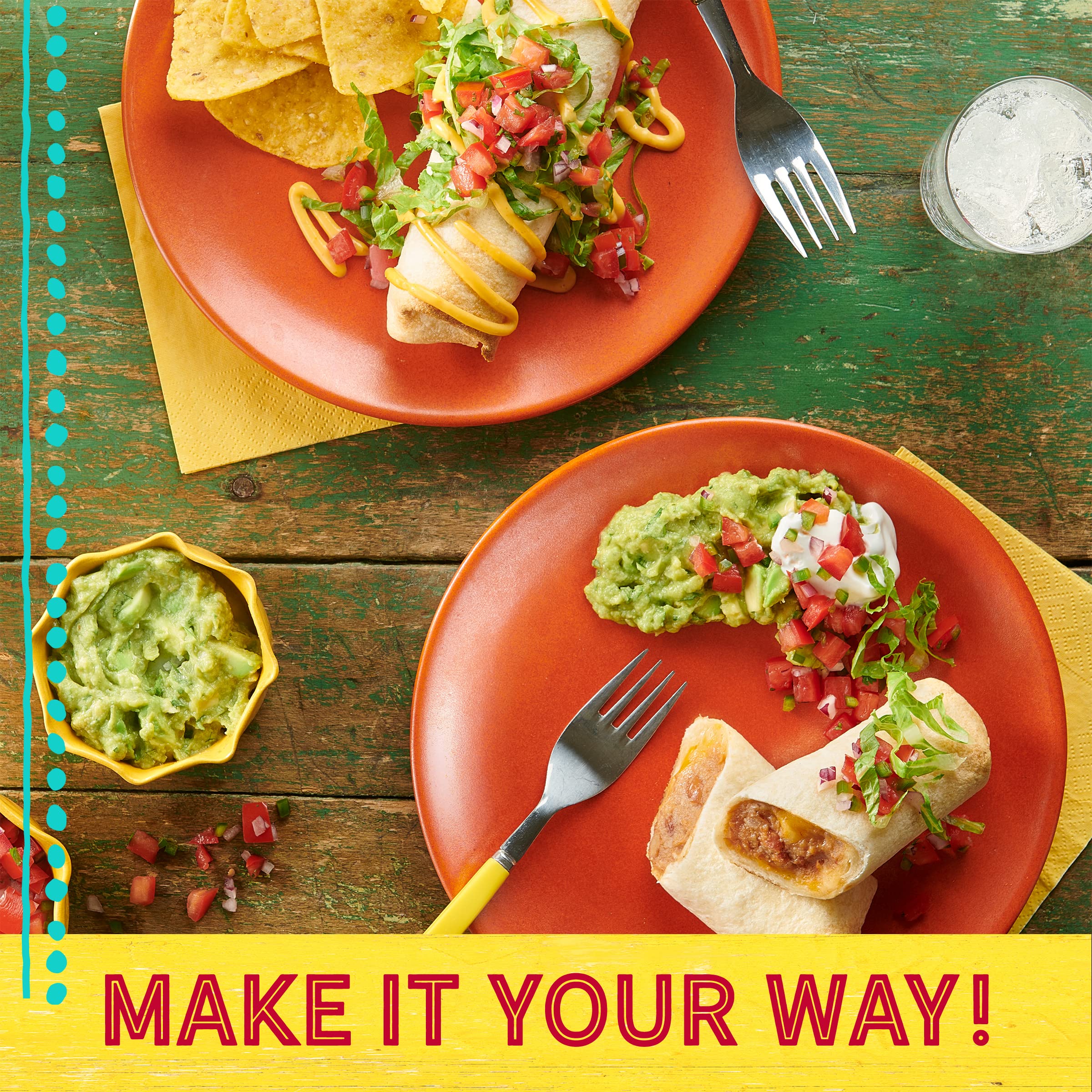 Old El Paso refried beans used as nacho topping for family snack