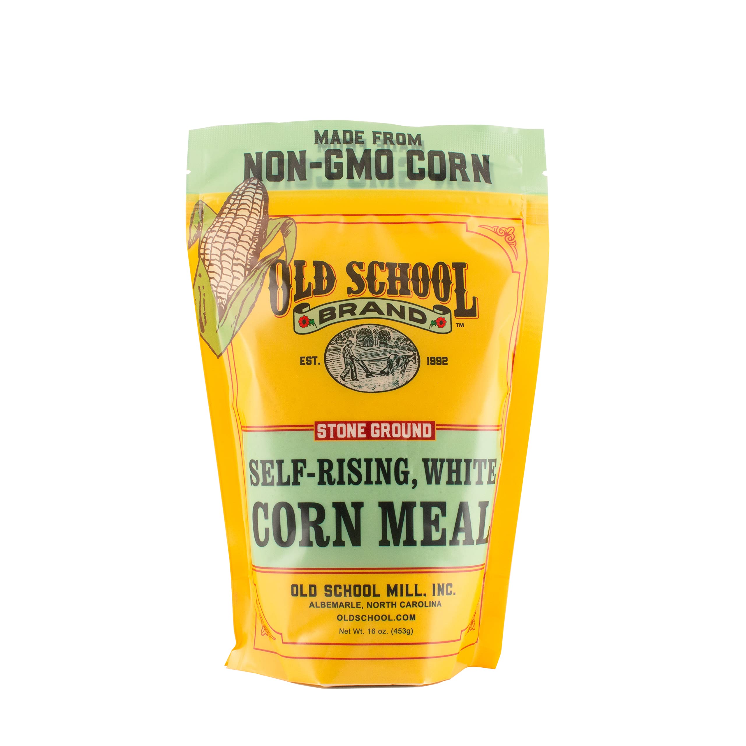 Old School Brand front package showing 16 oz bag and Non-GMO label for pantry-ready quality