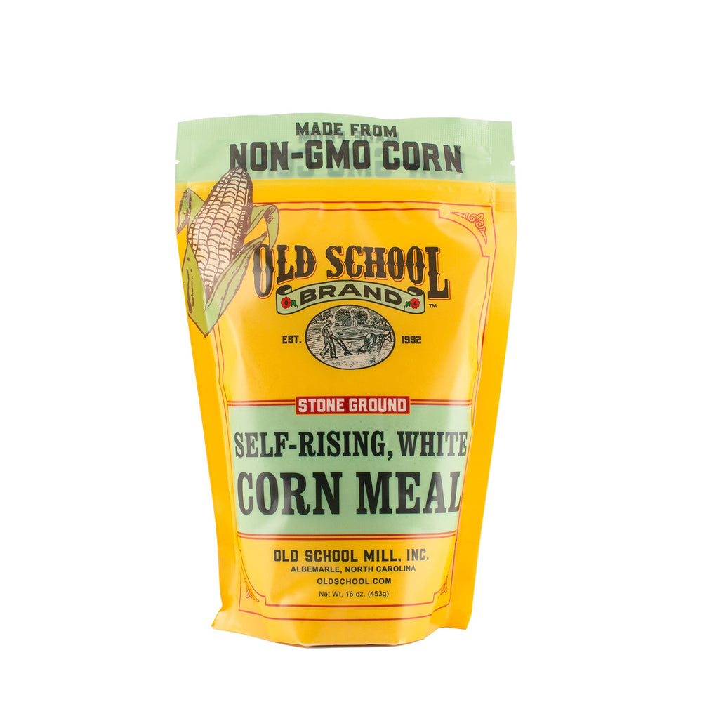 Old School Brand front package showing 16 oz bag and Non-GMO label for pantry-ready quality