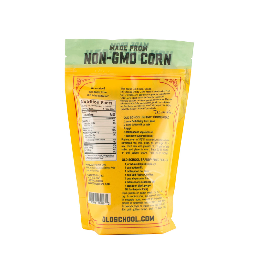 Old School Brand stone-ground texture close-up highlighting coarse meal and authentic flavor