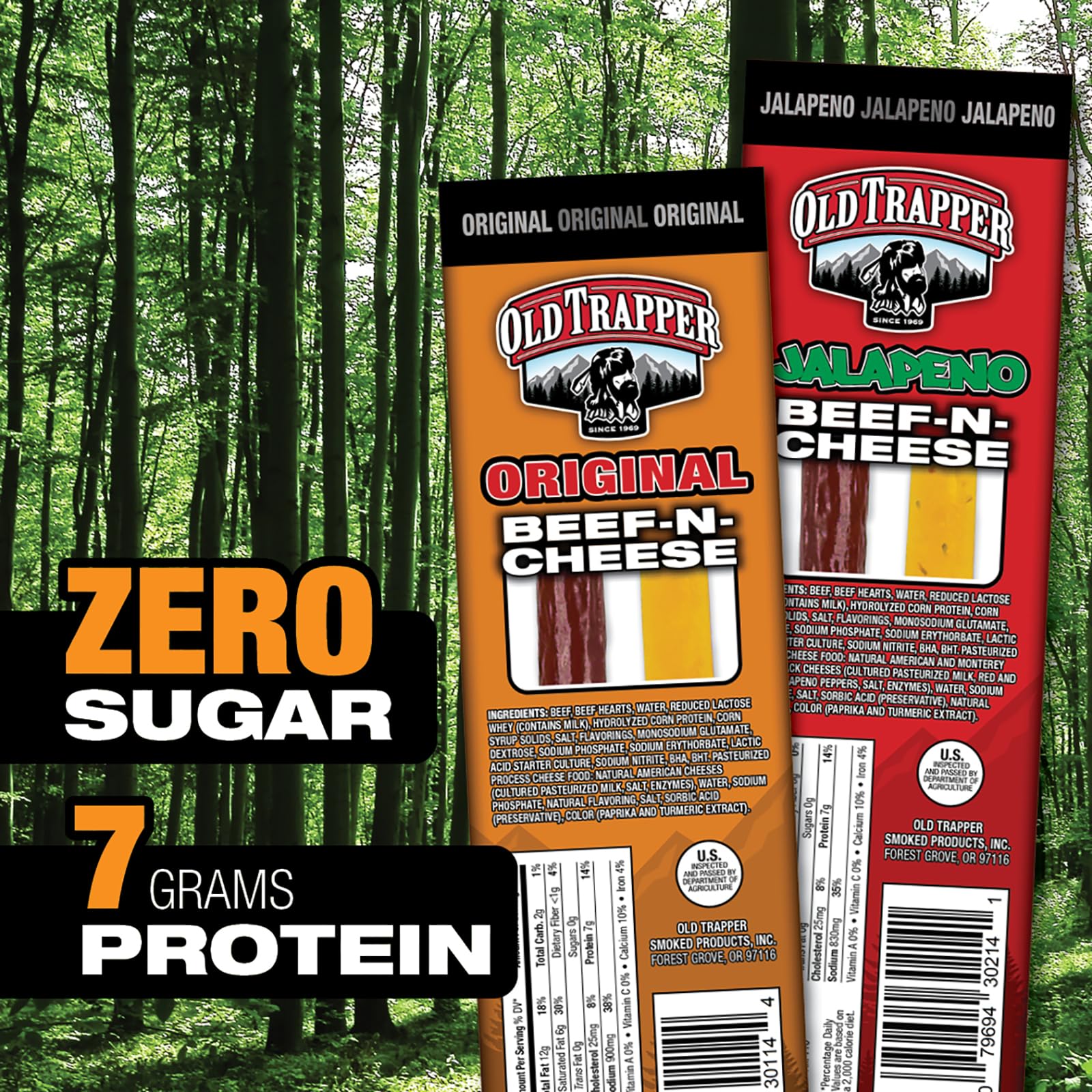 Old Trapper close-up of beef stick texture highlighting smoky flavor and quality beef