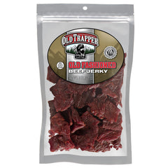 Old Trapper front packaging showing resealable 8-ounce bag and convenience benefit