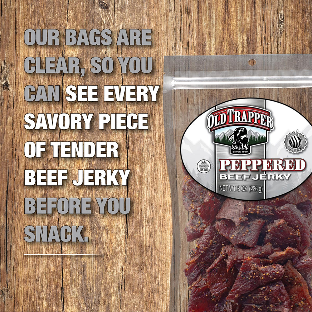 Old Trapper close-up of cracked pepper crust highlighting bold flavor