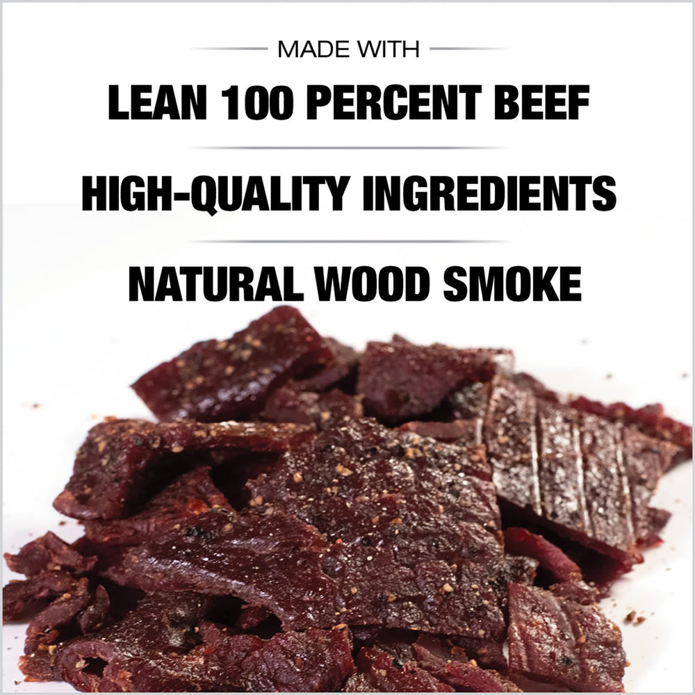 Old Trapper jerky held in hand demonstrating portion size and portability