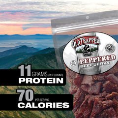 Old Trapper jerky in outdoor setting showing convenient on-the-go protein