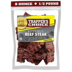 Old Trapper front package showing resealable eight-ounce bag and clear view