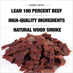 Old Trapper jerky served on wooden board illustrating portion size and appeal