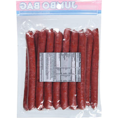 Old Wisconsin close-up of hardwood-smoked sausage texture with pepper flakes, highlighting bold flavor