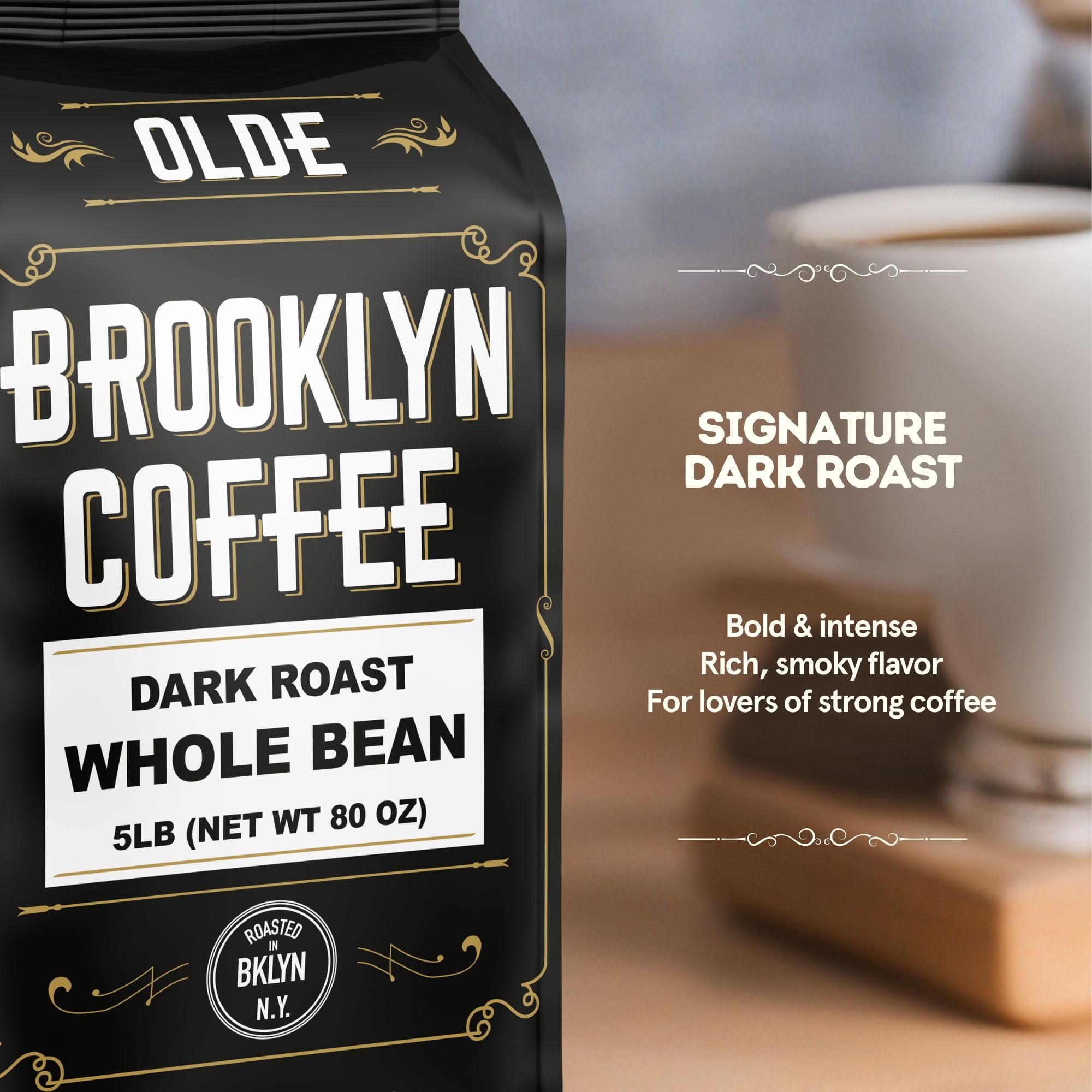 OLDE BROOKLYN COFFEE one-way valve bag closeup preserves roasted aroma
