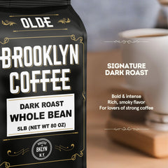 OLDE BROOKLYN COFFEE one-way valve bag closeup preserves roasted aroma
