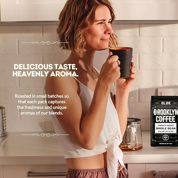 OLDE BROOKLYN COFFEE pour-over brew showing rich color and aroma