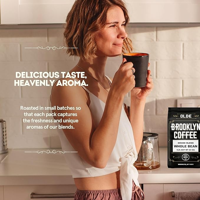 OLDE BROOKLYN COFFEE beans brewed in pour-over, demonstrating clarity and balance