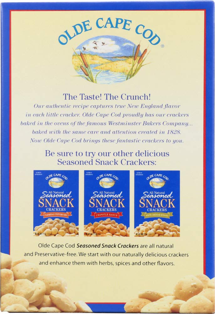 Olde Cape Cod crackers in bowl beside chowder adding appealing crunch