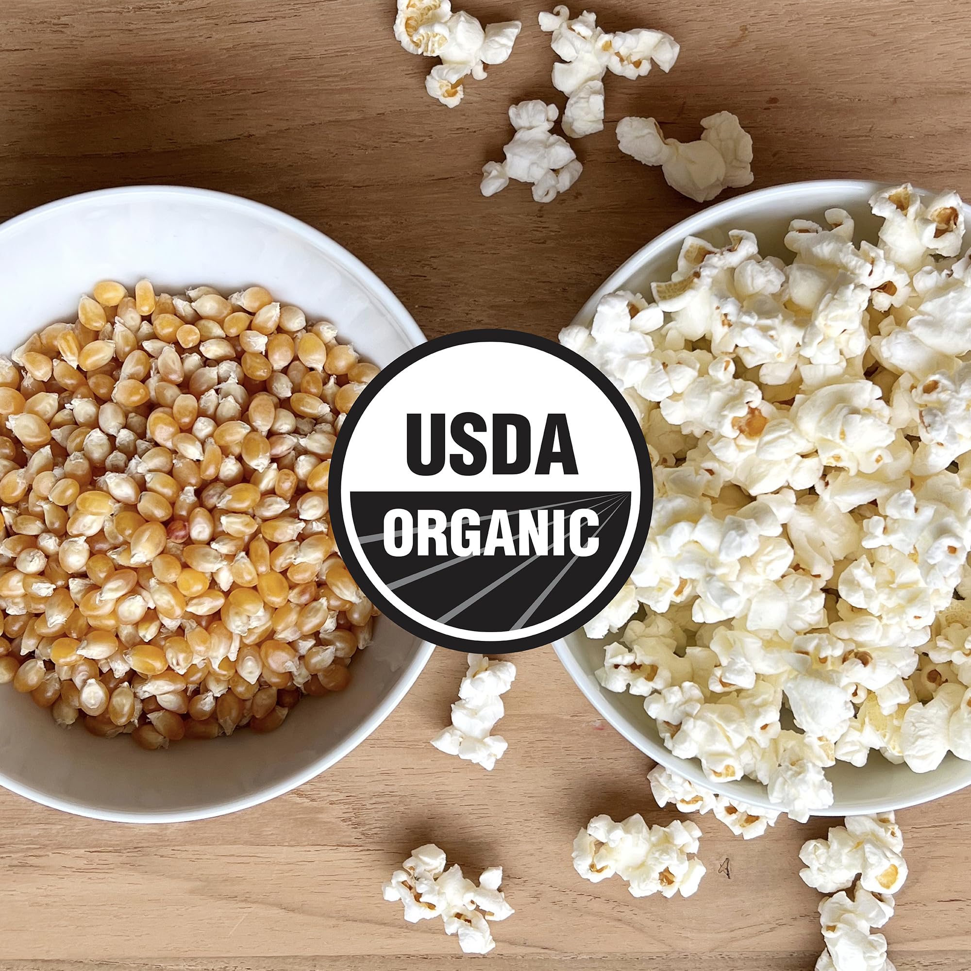 Olde World Popcorn popped bowl full of fluffy popcorn demonstrating light texture and snack appeal