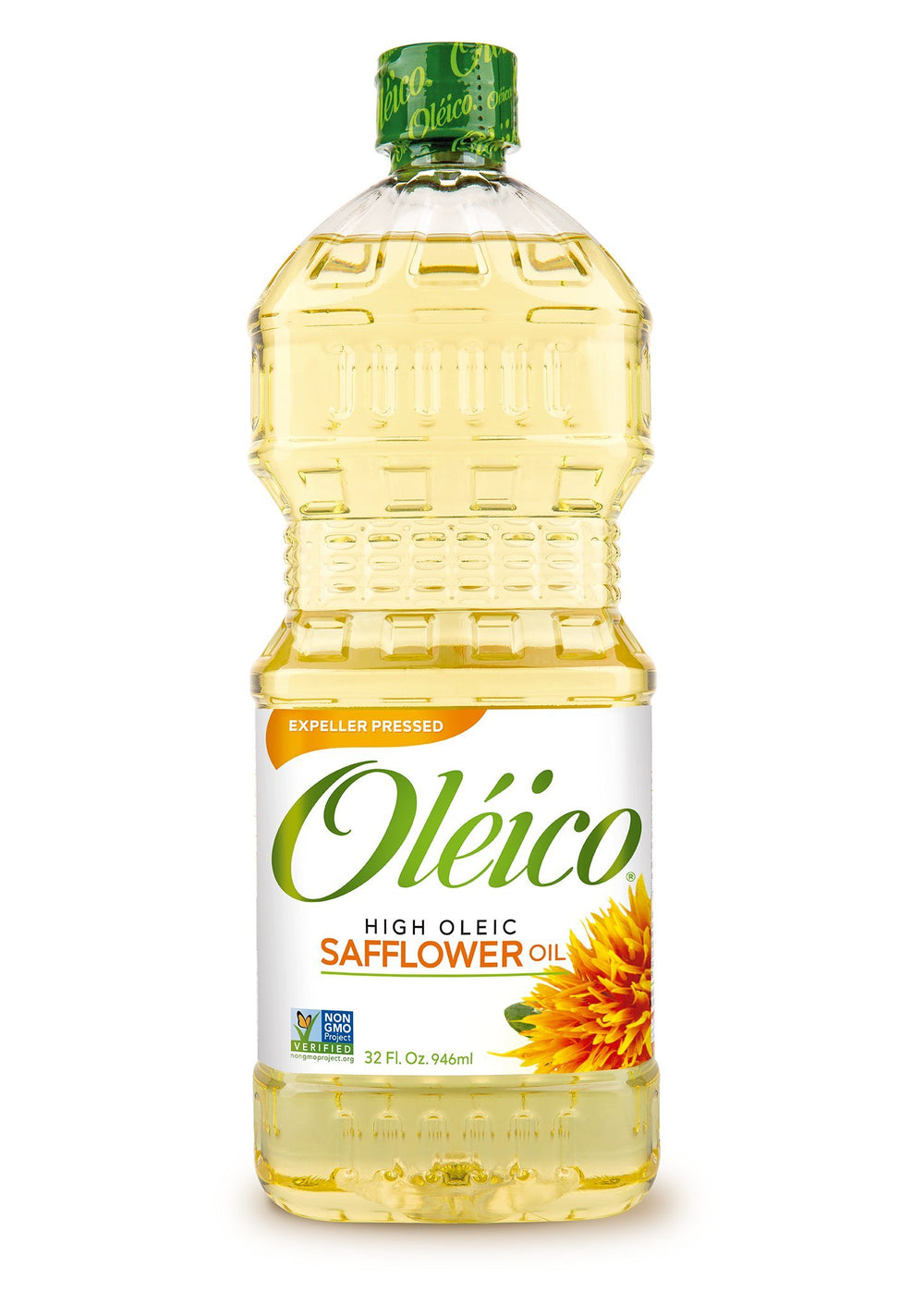 Oleico bottle front view showing label and clean, versatile cooking oil