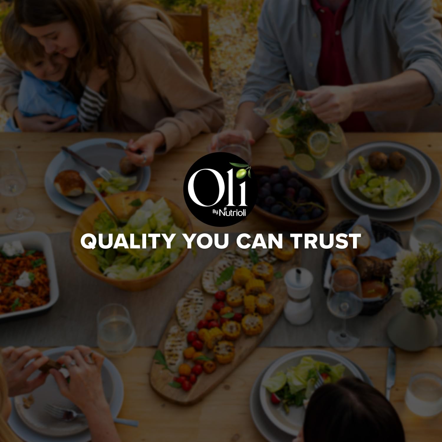 Oli by Nutrioli bottle styled on countertop suggesting everyday culinary use