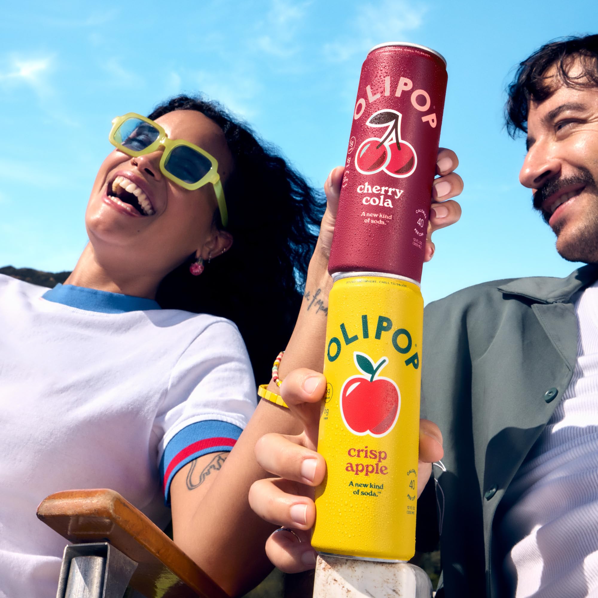 OLIPOP cherry cola on a picnic table demonstrating enjoyable lifestyle