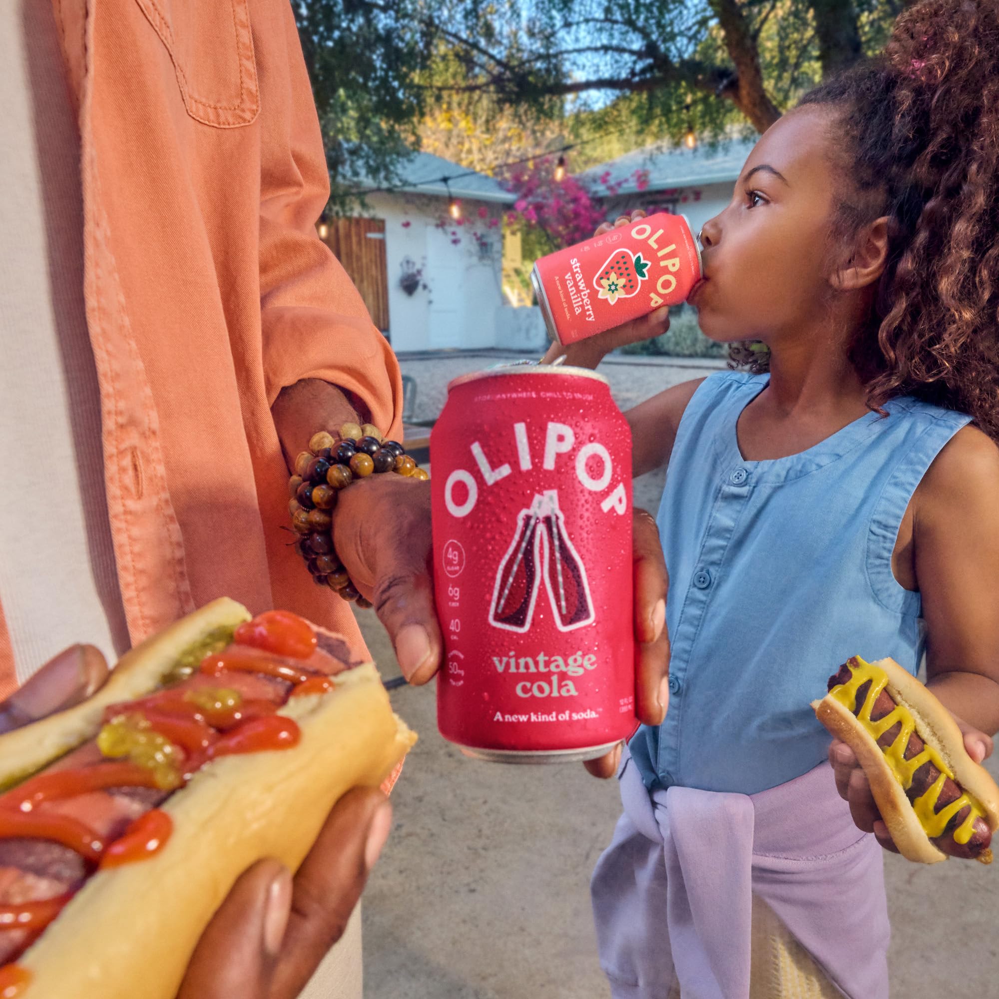 OLIPOP Vintage Cola lifestyle picnic shot shows brand enjoyment and social benefit