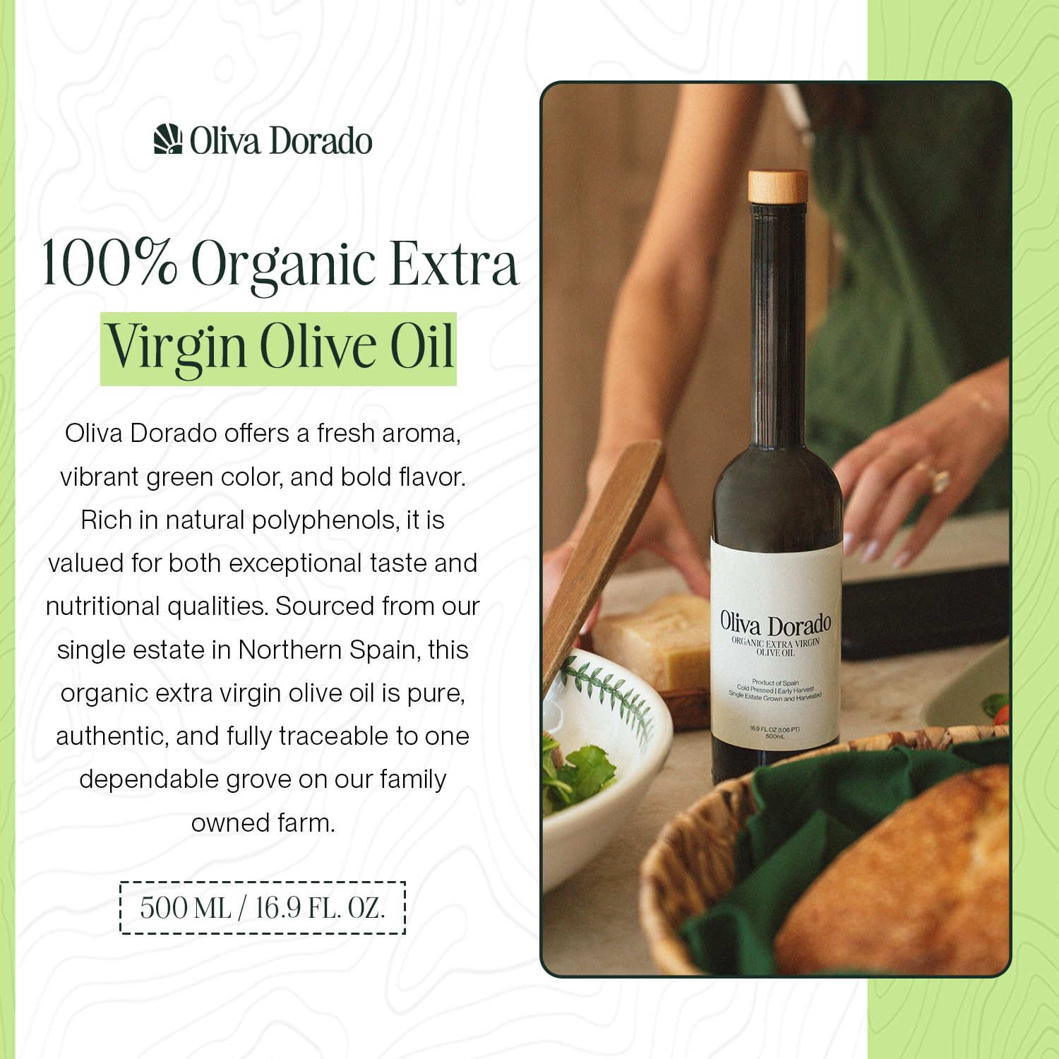 Oliva Dorado back label close-up displaying origin and testing details