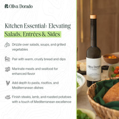 Close-up of Oliva Dorado oil texture highlighting smooth consistency and flavor