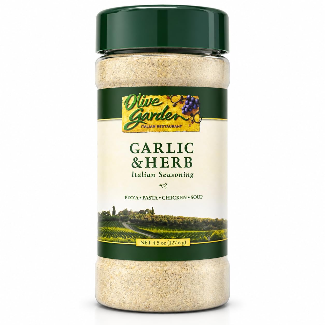Olive Garden front packaging showing jar and label, ready-to-use seasoning benefit
