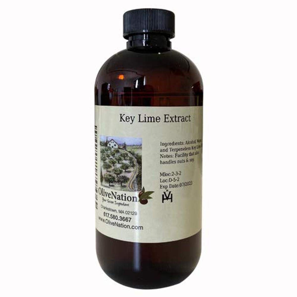 OliveNation key lime extract bottle front view showing label and concentrated citrus flavor