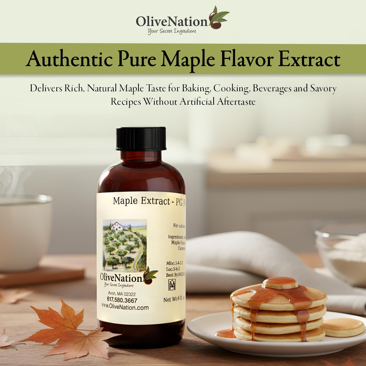 OLIVENATION extract being poured to show fluid texture and concentrated flavor