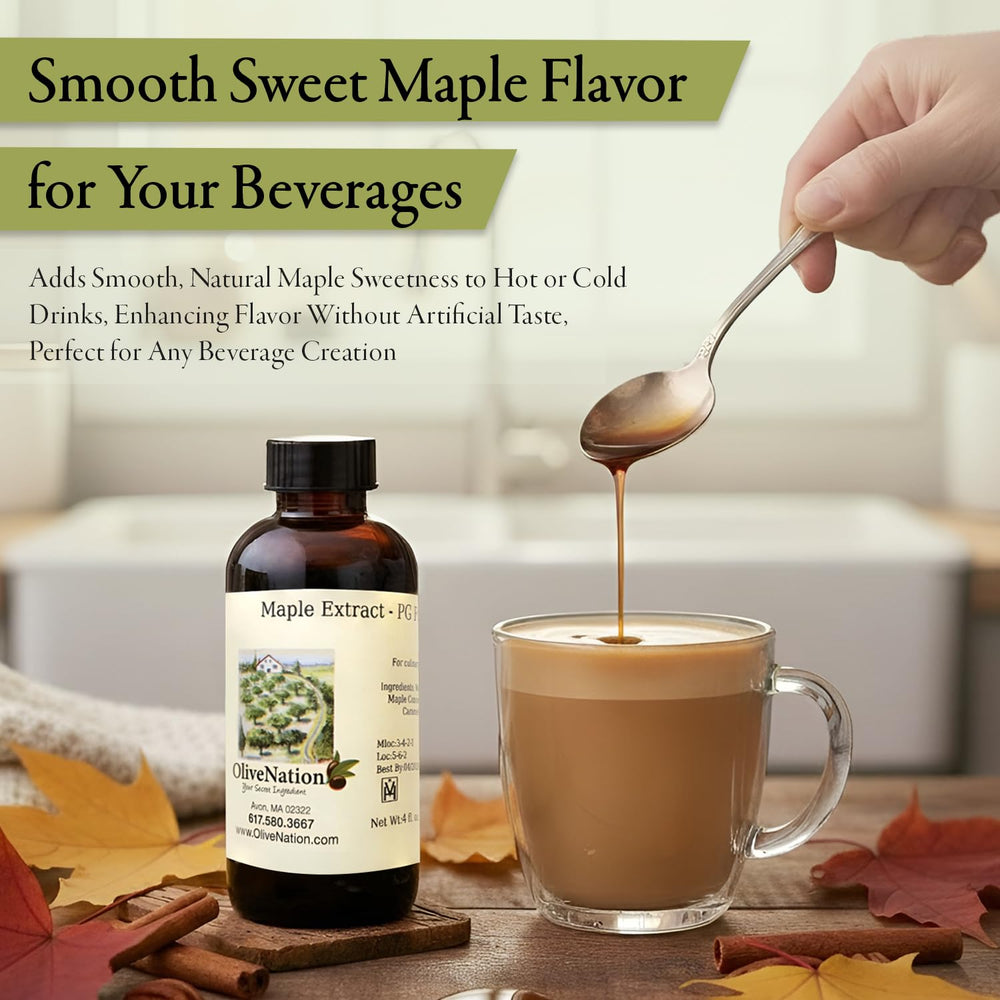 OliveNation maple extract mixed into frosting demonstrating rich maple aroma boost