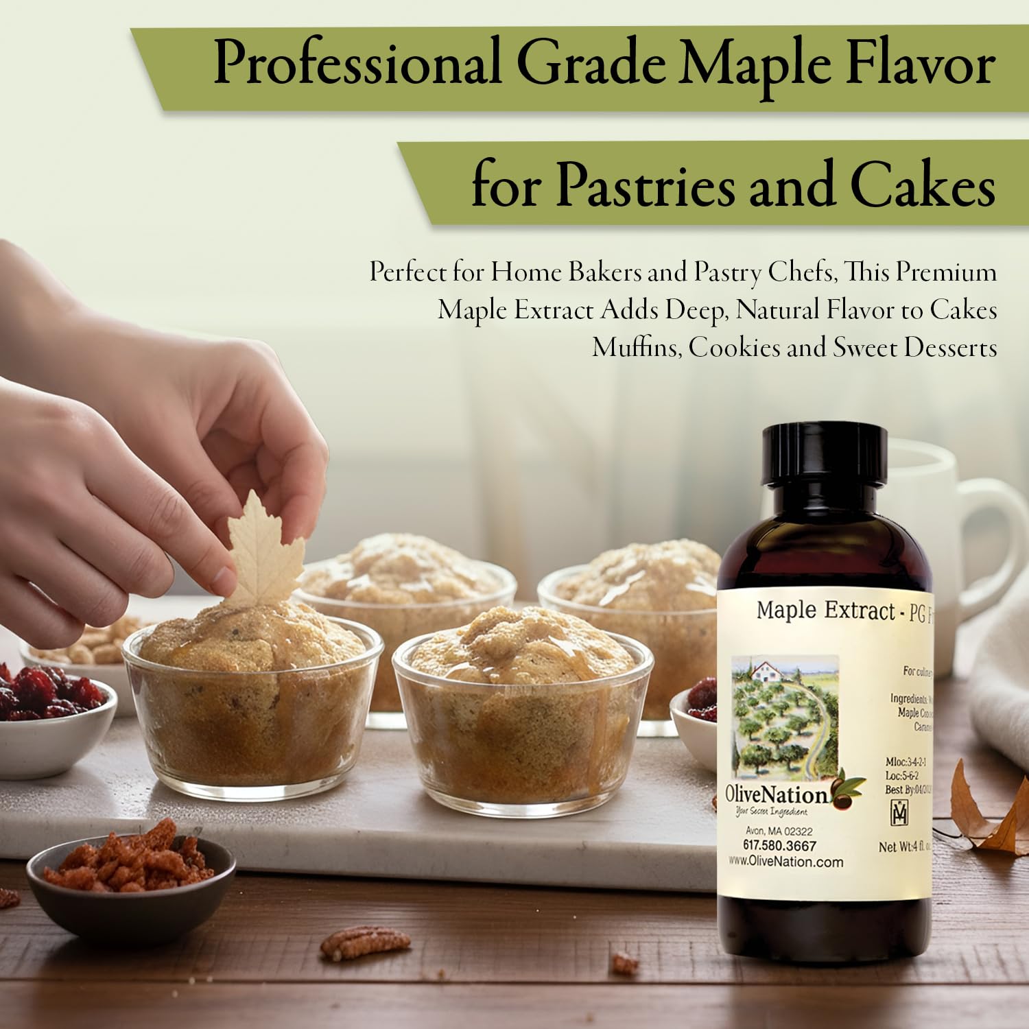 OliveNation product label detail showing ingredients and PG free benefit