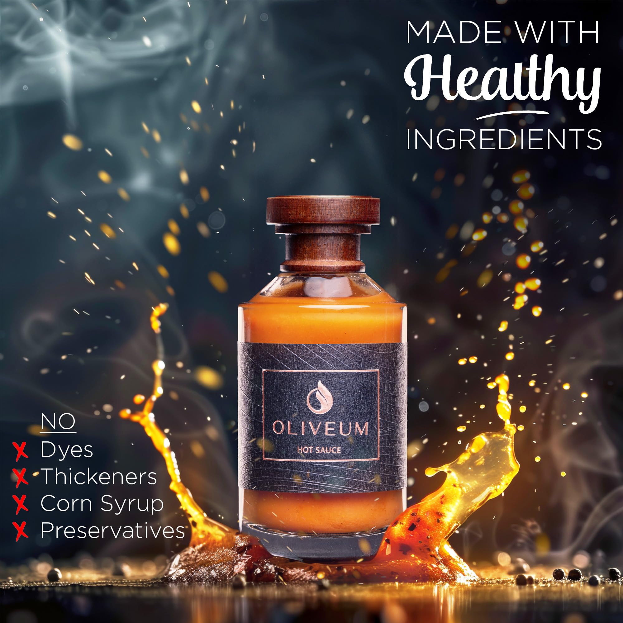 Oliveum bottle beside tacos illustrating versatile use and flavor lift