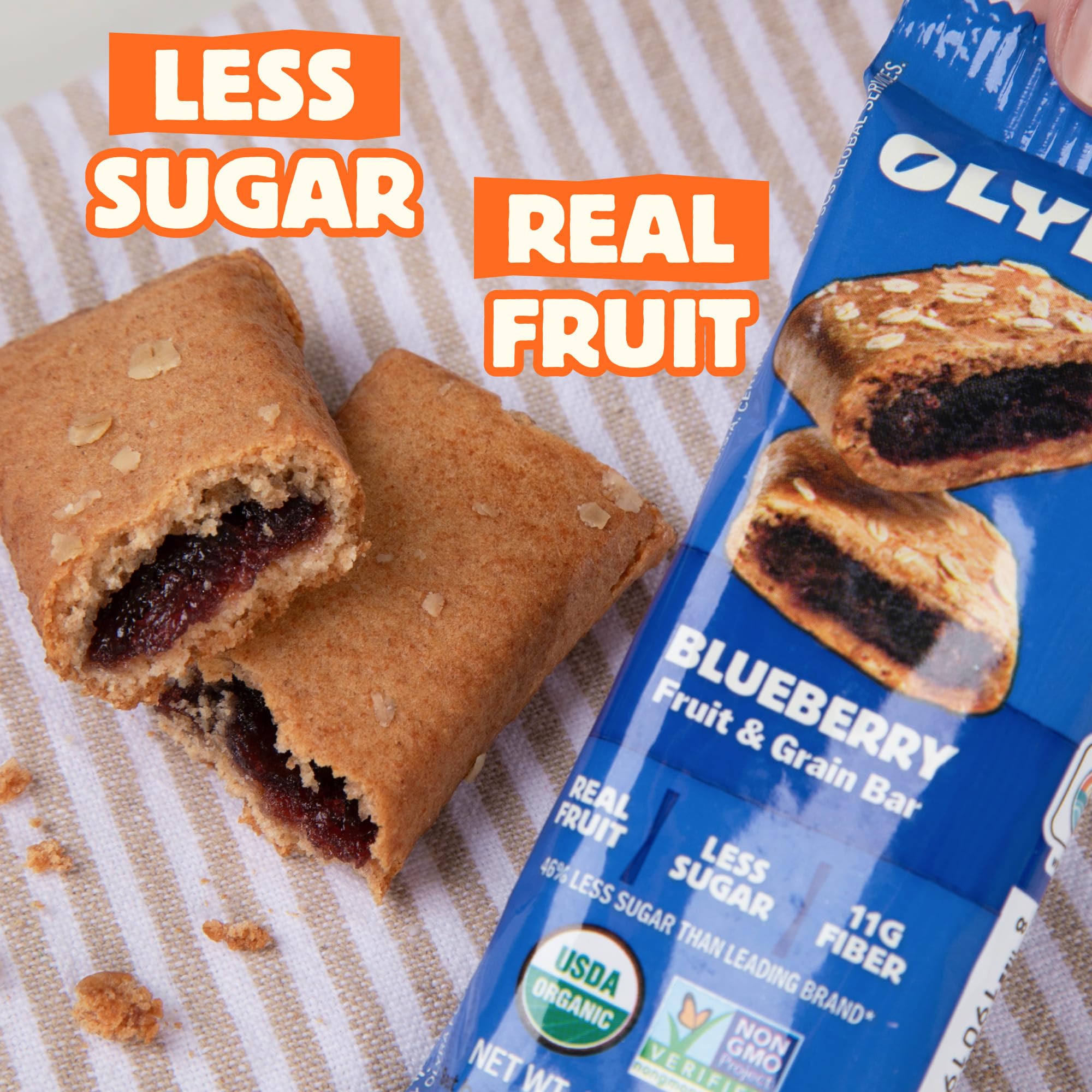 Olyra bar held in hand to show size and portion control benefit