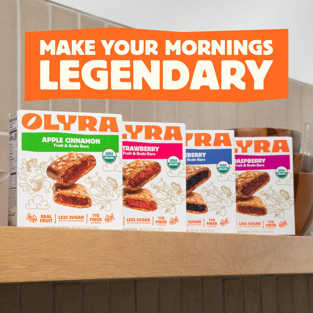 Olyra blueberry bar served with yogurt for a balanced snack benefit