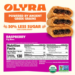 Olyra bar close-up texture revealing fig and grain pieces, highlights real fruit benefit