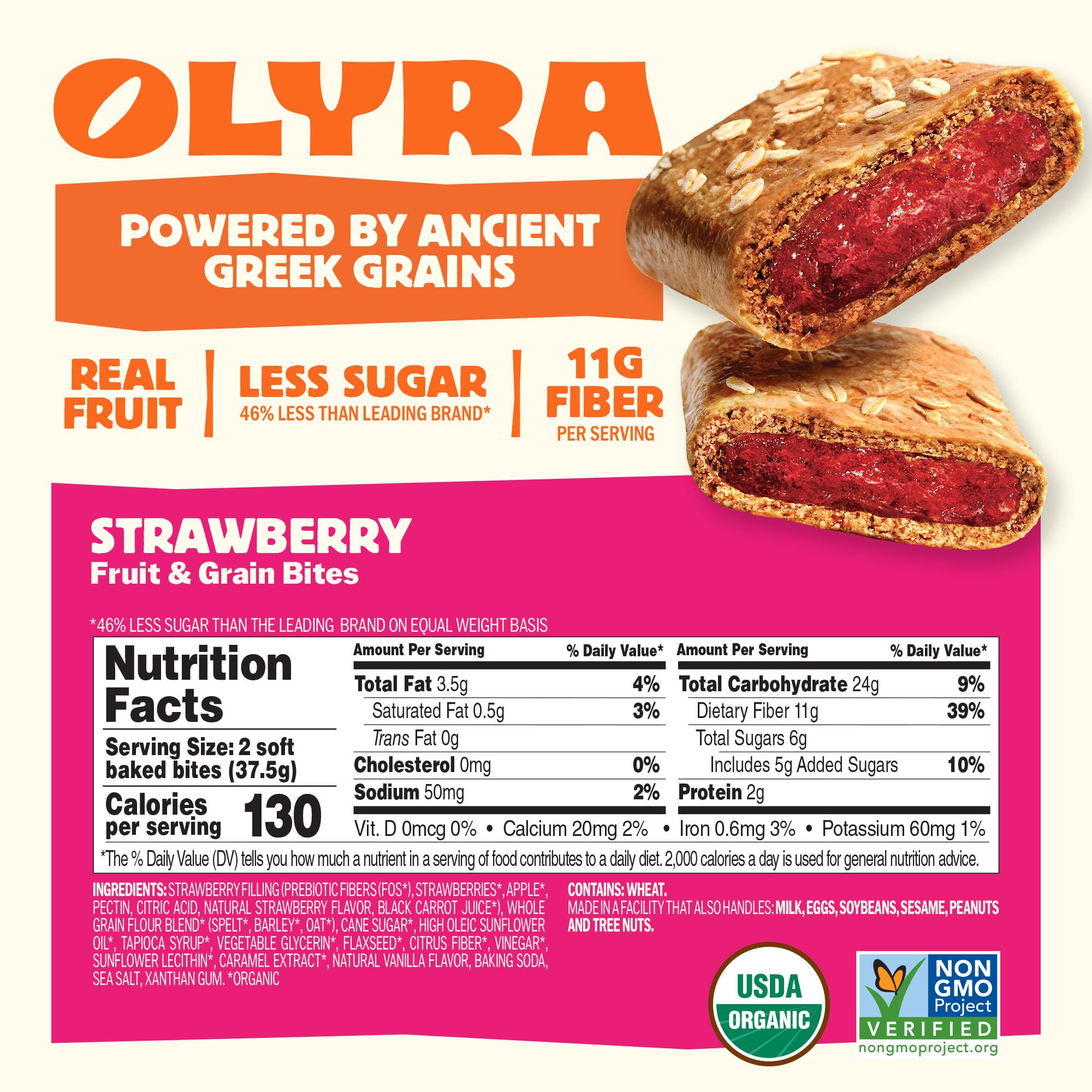 Olyra individually wrapped strawberry bar ready for travel and convenience