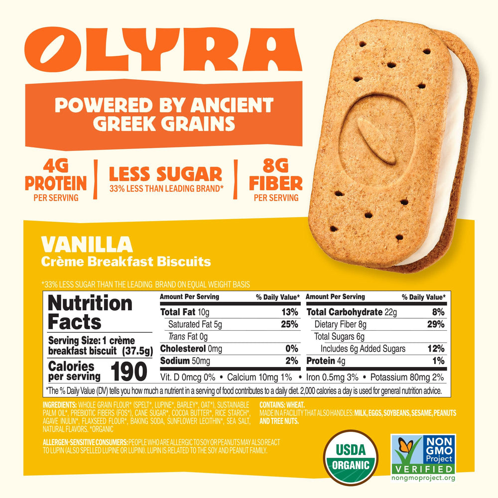 Olyra close-up of biscuit texture highlighting crunchy ancient grains