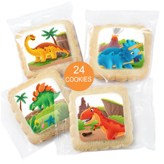 OMCookie close-up of edible ink dinosaur print, showcasing clear colorful detail