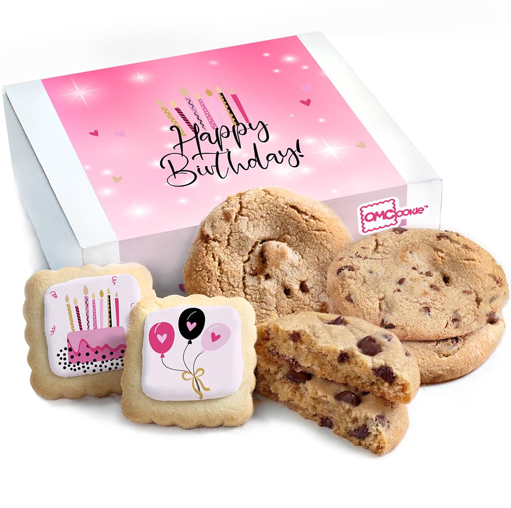 OMCookie tin front view showing birthday presentation and convenient gifting