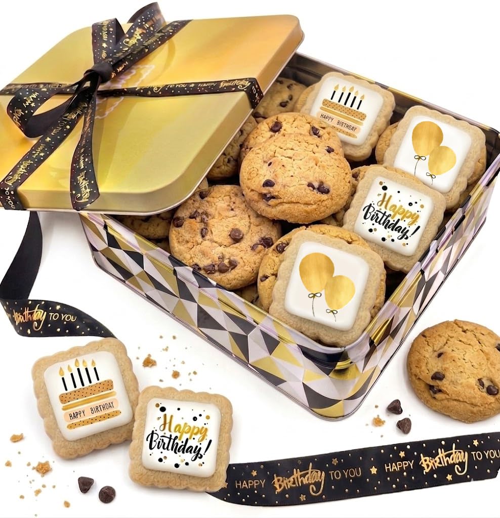 OMCookie tin front view showing ribbon and ready-to-gift presentation benefit