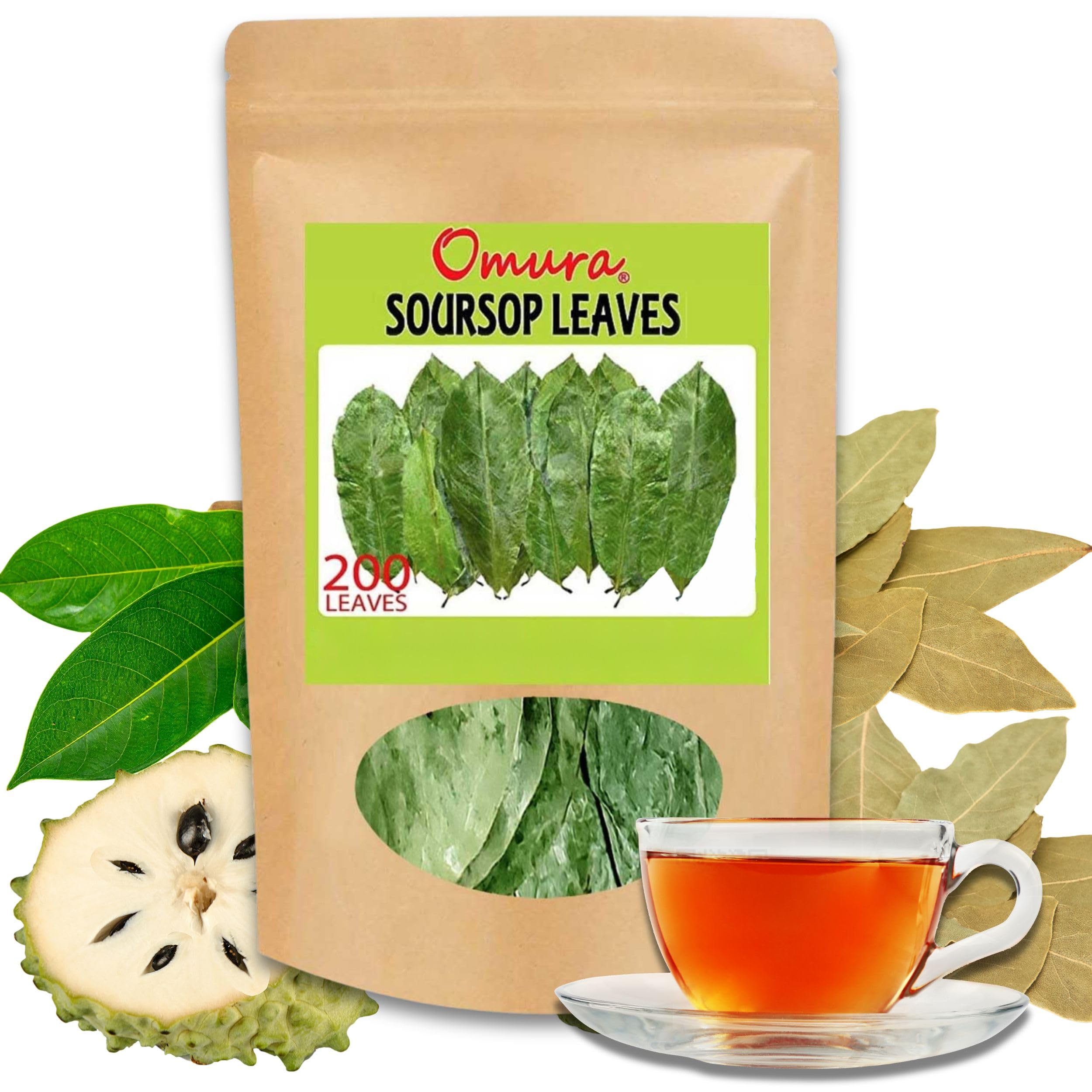 OMURA front packaging view showing soursop leaves, clear freshness preservation