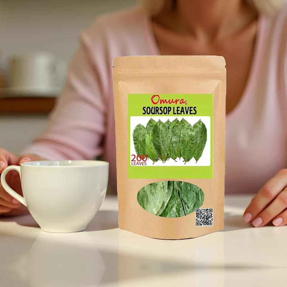 OMURA resealable pouch open with leaves, demonstrates freshness sealing benefit