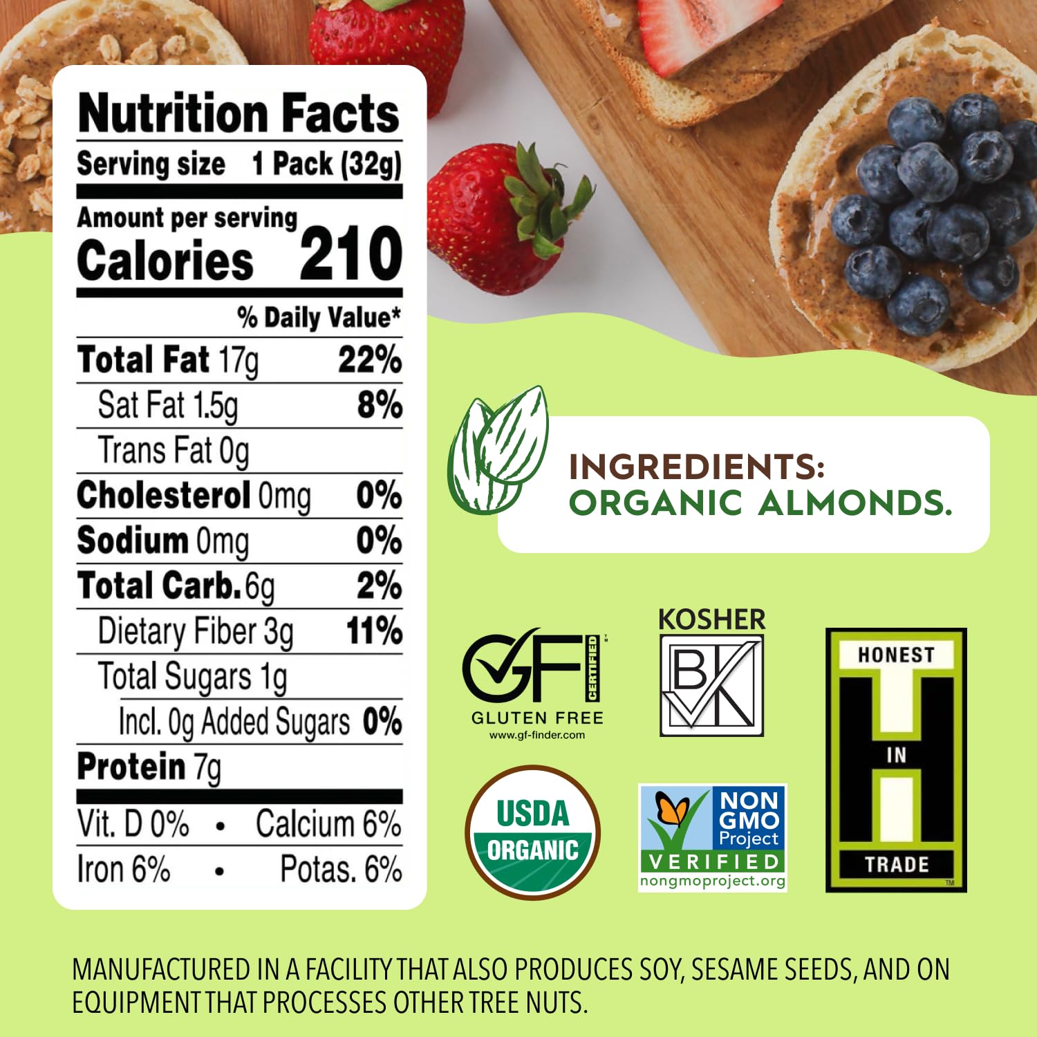 Once Again packet beside an apple to show size and portion control benefit