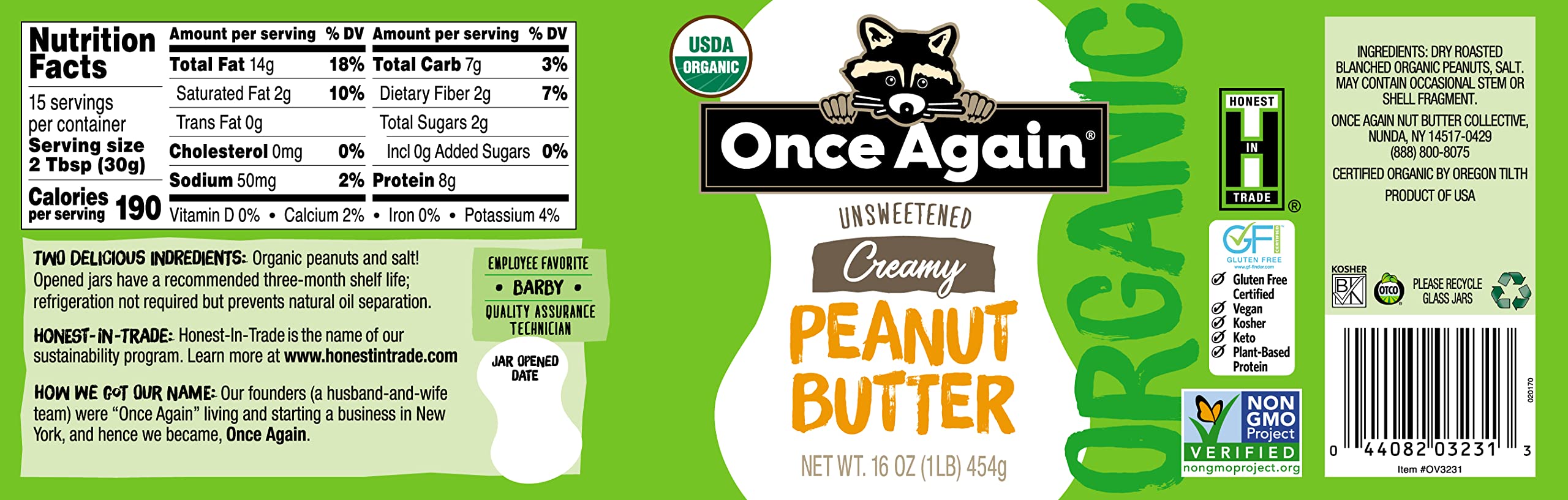 Once Again creamy peanut butter on spoon close-up showing smooth spreadability