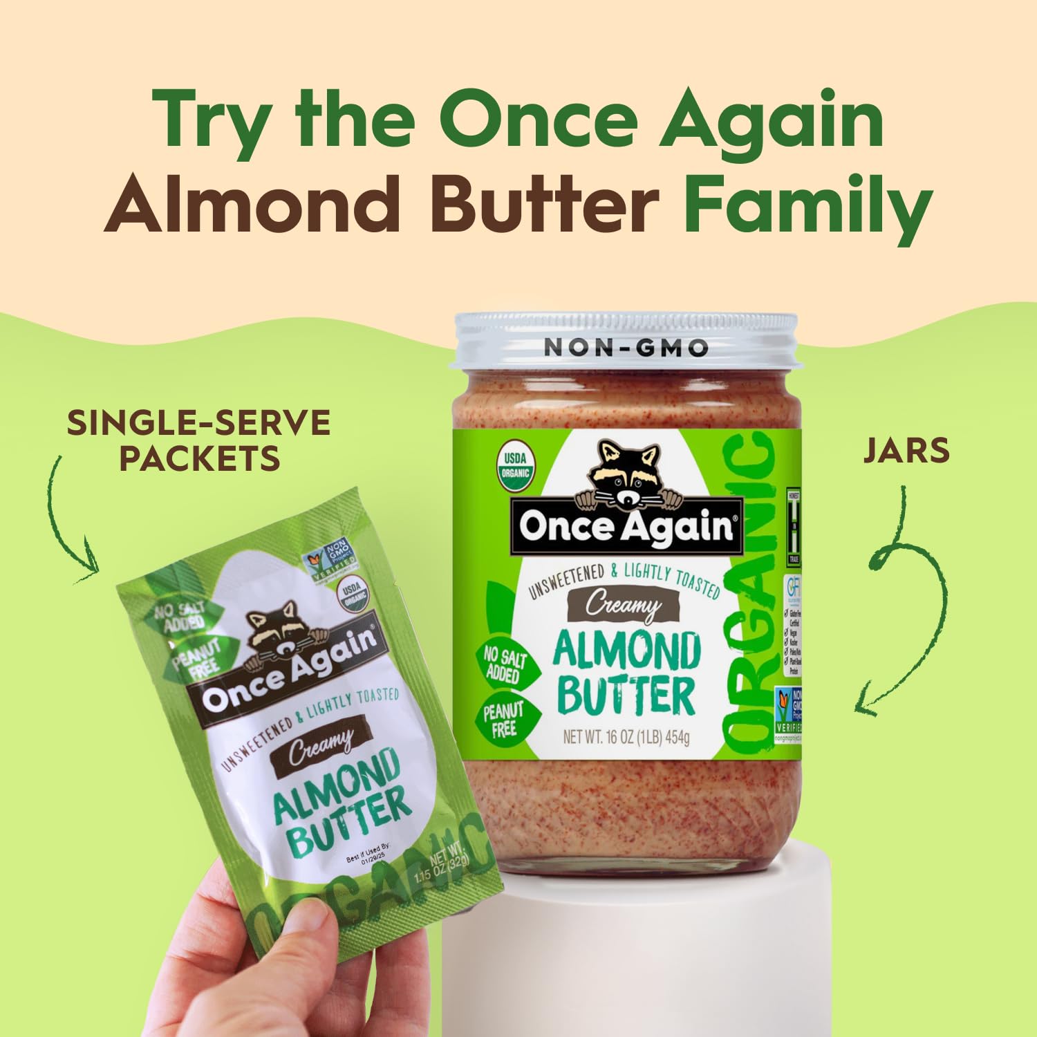 Once Again organic almonds close-up highlighting single-ingredient quality