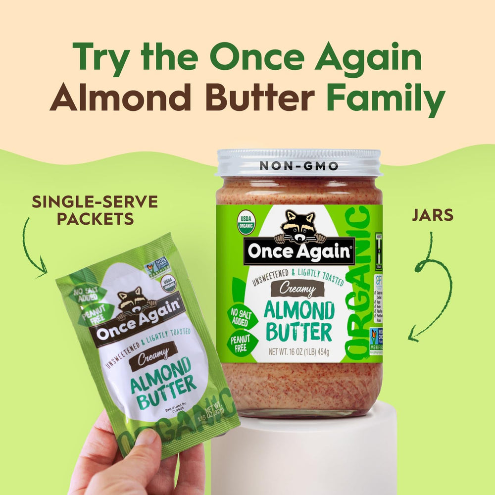 Once Again organic almonds close-up highlighting single-ingredient quality