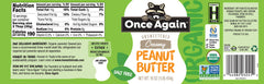 Once Again peanut butter close-up texture on spoon, shows smooth creamy spread