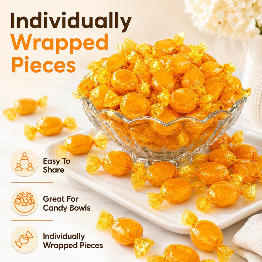 ONE CANDY WAY open bulk bag spilling wrapped discs, demonstrating quantity and refill use