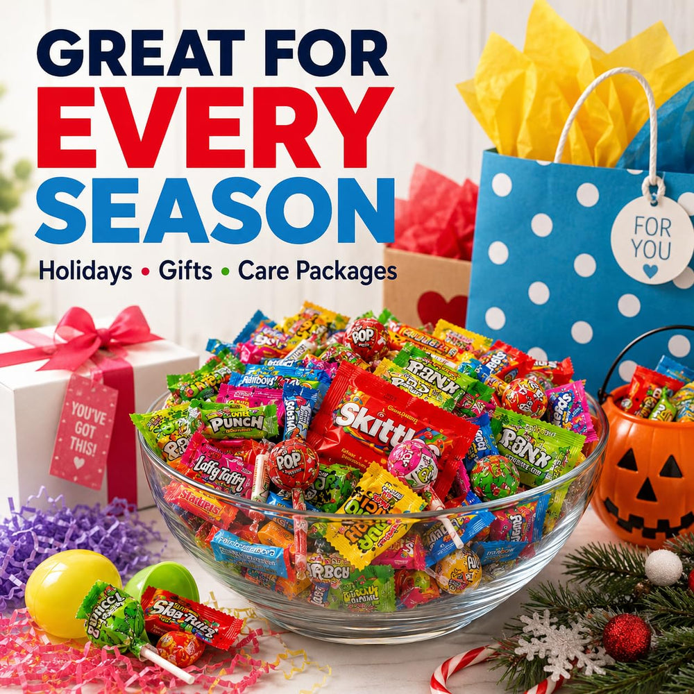 ONE CANDY WAY 5 lb bag beside a ruler showing scale and bulk value
